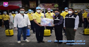 กิจกรรมทำความสะอาดตลาดต้นพยอม ลดการแพร่ระบาดของเชื้อไวรัส COVID - 19